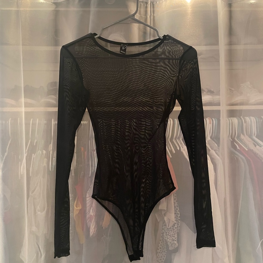Mesh long sleeve body suit